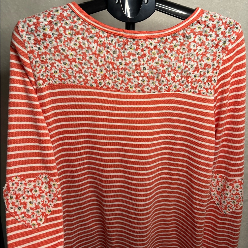 ODDY Coral Striped Floral Long Sleeve Tee - Picture 6 of 8